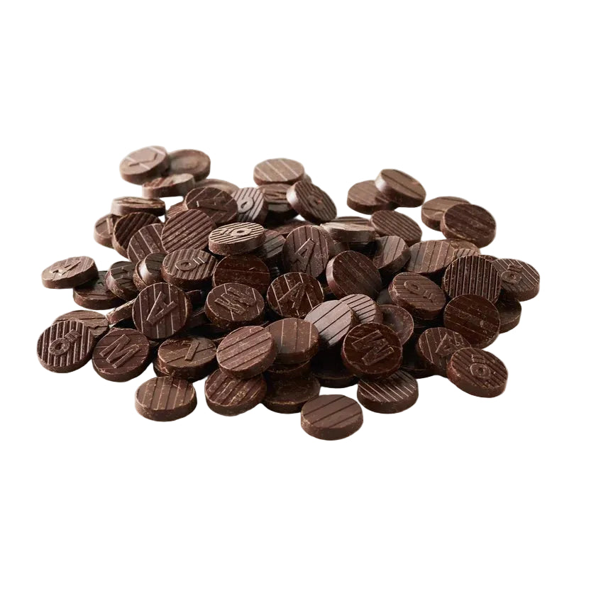 Håndværkschokolade-mynter fra Malmö Chokladfabrik Ecuador 80%, mørk chokolade med kompleks smagsprofil