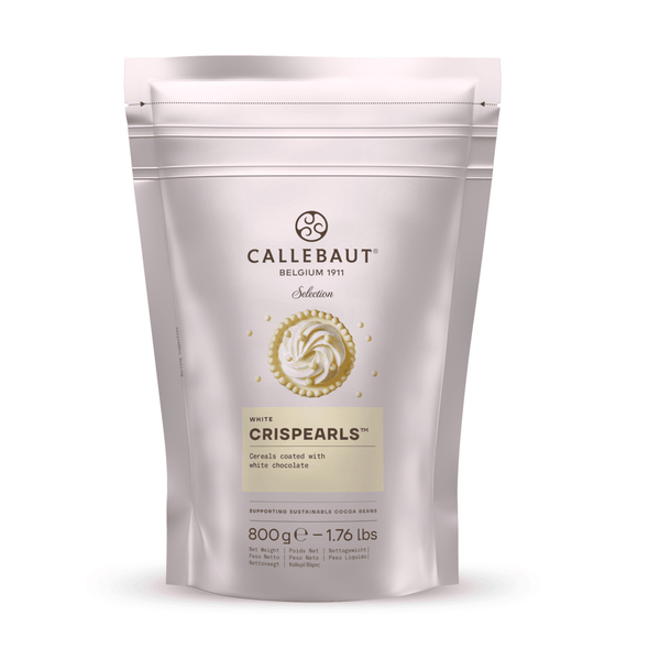Callebaut hvid Crispearls 800g pose med chokoladetærte