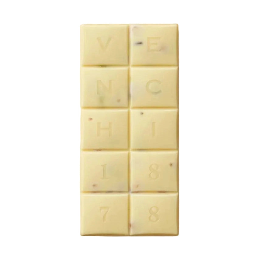Hvid chokoladeplade med Venchi-logo og 1878-nummer
