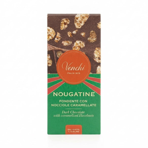 Venchi Nougatine chokolade med grønt design og orange logo