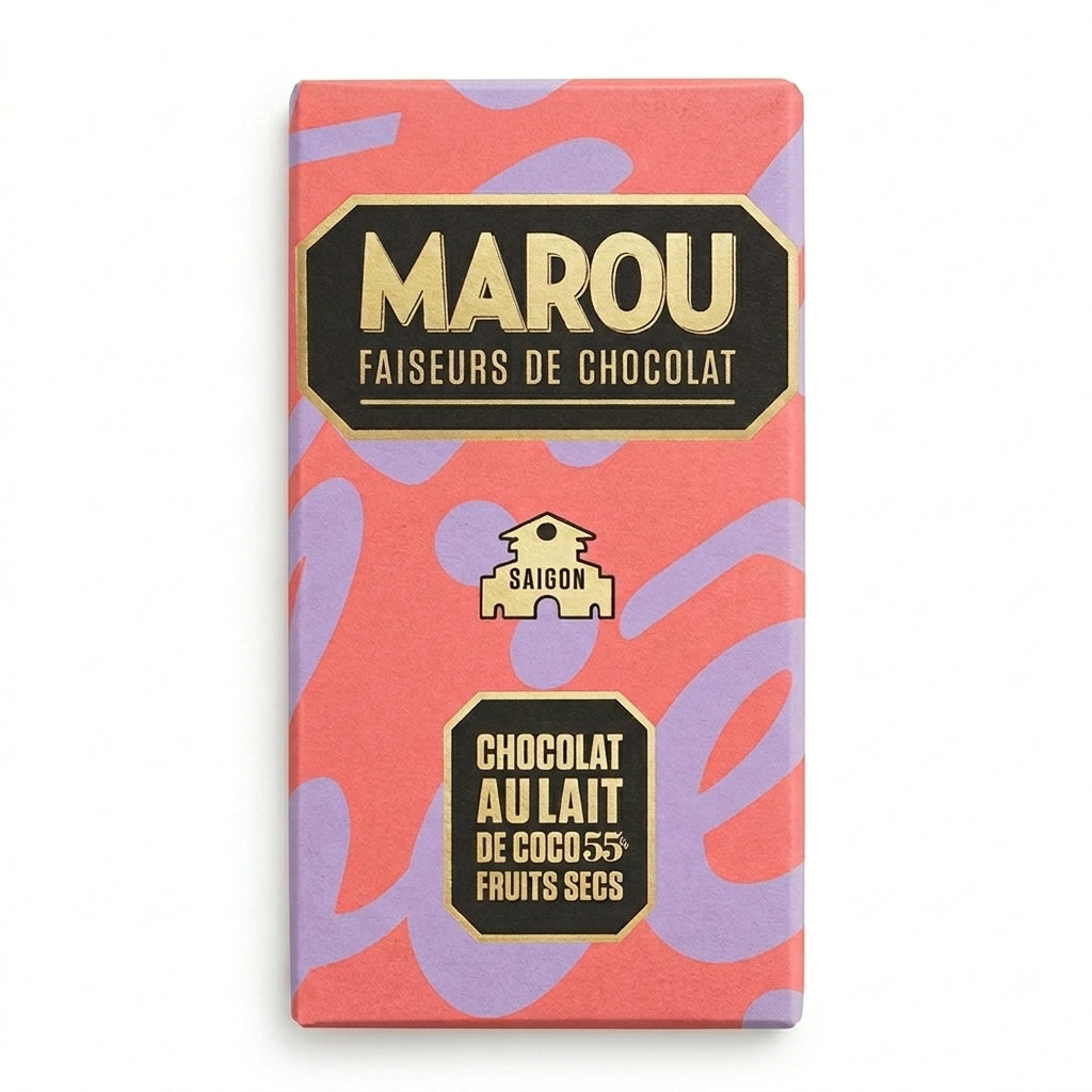 Marou Saigon 55% chokolade med kokosmælk og tørret frugt, 80g