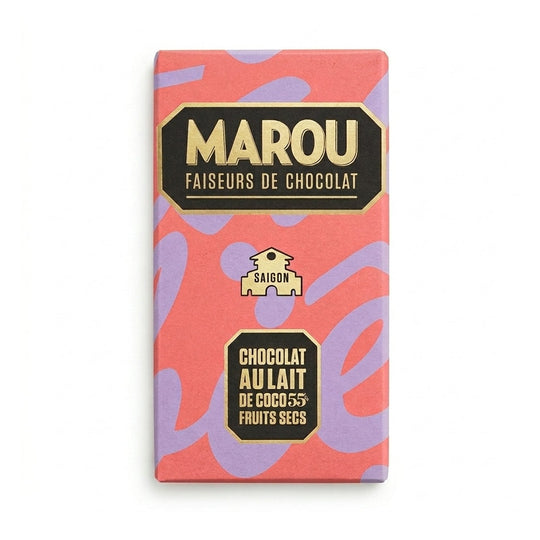 Marou Saigon 55% chokolade med kokosmælk og tørret frugt, 80g