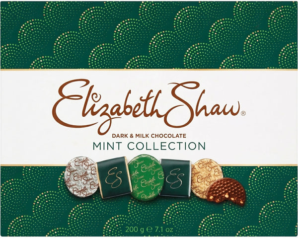 Elizabeth Shaw Mint Collection chokolade-gaveæske med sort og mælkechokolade med mynte