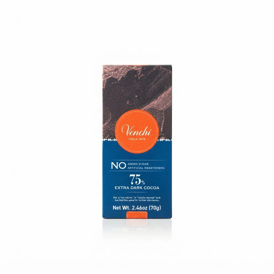 Venchi Chokoladeplade uden tilsat sukker, 75% kakaoindhold, 70g
