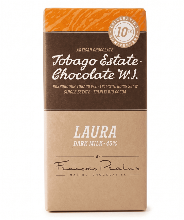 Tobago Estate Laura mørk mælkechokolade 45% med Trinitario-bønner