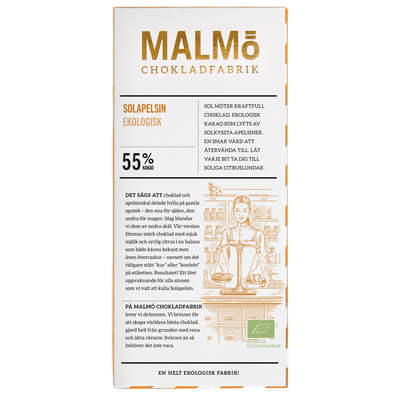 Malmö Chokladfabrik Solappelsin 55% ØKO 80g
