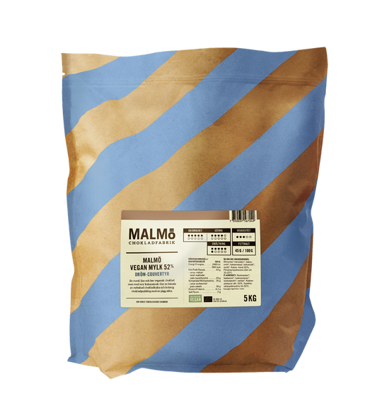 Malmö Chokladfabrik Vegansk Ljus Choklad 48% EKO 5kg