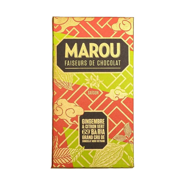 Marou Ba Ria 69% chokolade med ingefær og lime skal