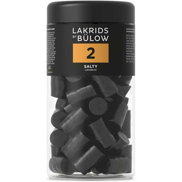 Nærbillede af Lakrids By Bülow No.2 Salty lakridssticks i emballage