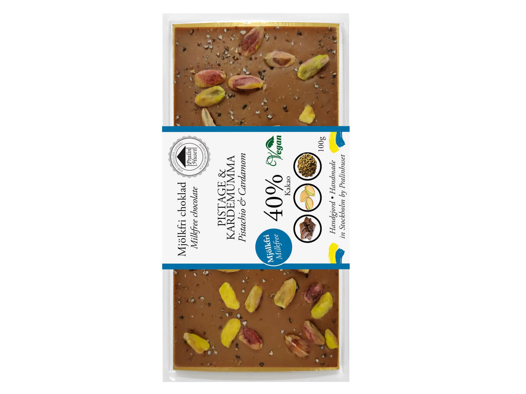 Mælkefri Pistacie & Kardemomme 40%, 100G, Pralinhuset