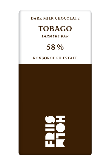 Tobago Estate 58% mørk mælkechokolade i tofarvet emballage