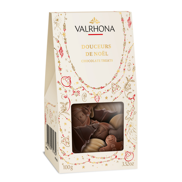 Valrhona julegodis chokoladeboks med julemotiv og vindue