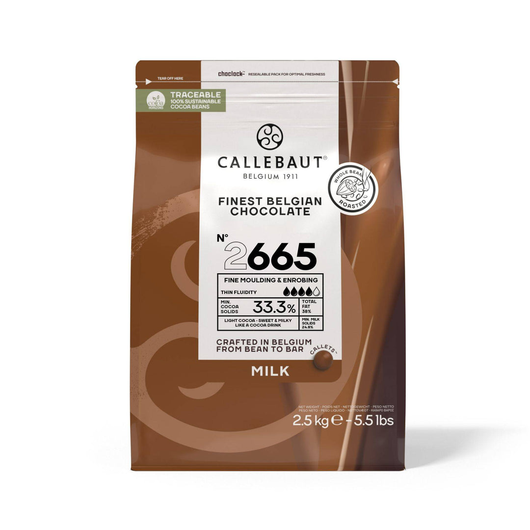 Callebaut 2665 mælkechokolade 34,4% kakao i 2.5kg genlukkelig bagepose