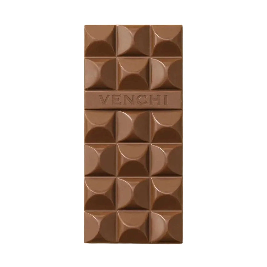 Venchi mælkechokolade med geometriskt mønster og præget logo