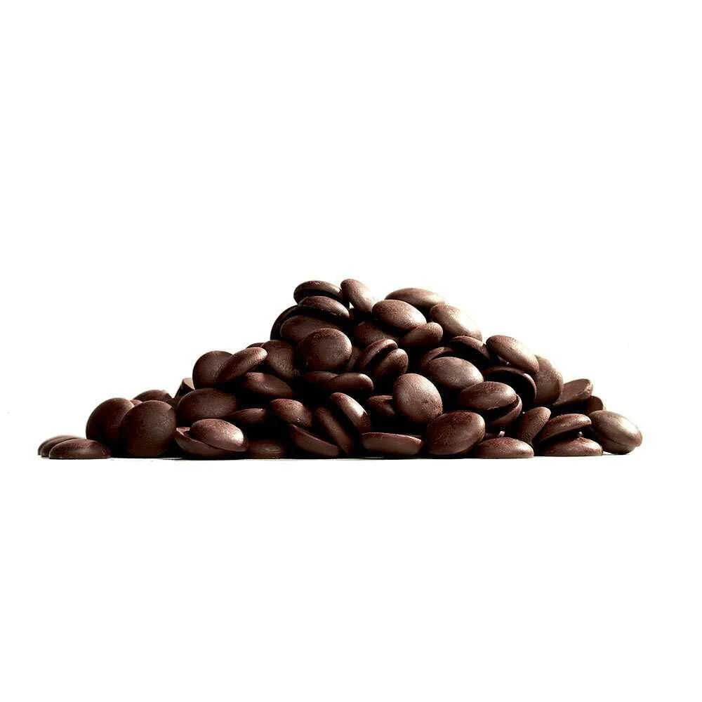 Chokladshopen mörk bakchoklad från Callebaut i form av stora pellets med 45,4% kakaohalt för professionell bakning.