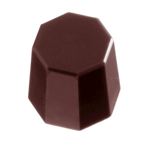Glansig ottekantet chokoladepraline med glat overflade