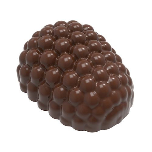 Mørk chokoladepraline med bobbel-egebladstruktur