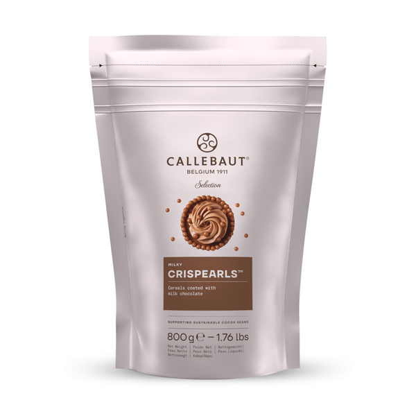 Callebaut Milky Crispearls 800g pose med mælkechokolade-dækkede sprøde korn