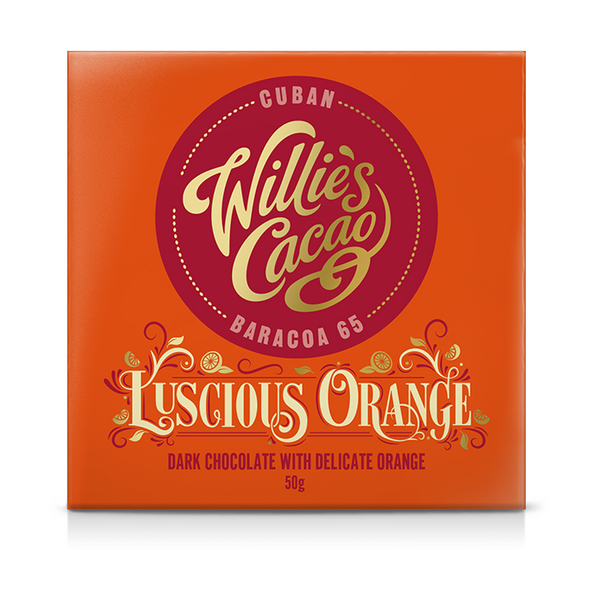 Willie’s Cacao Luscious Orange 65% chokoladebar i orange emballage