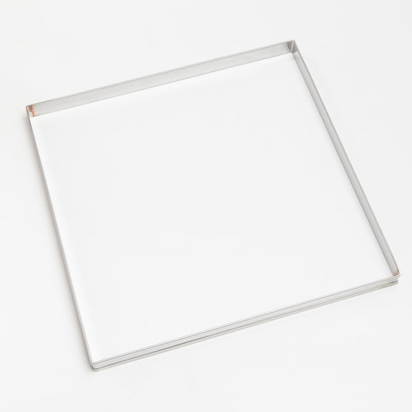 Firkantet form i rustfrit stål til ganacher, 375x375x25 mm