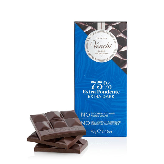 Venchi Chokoladeplade uden tilsat sukker, 75% kakaoindhold, 70g