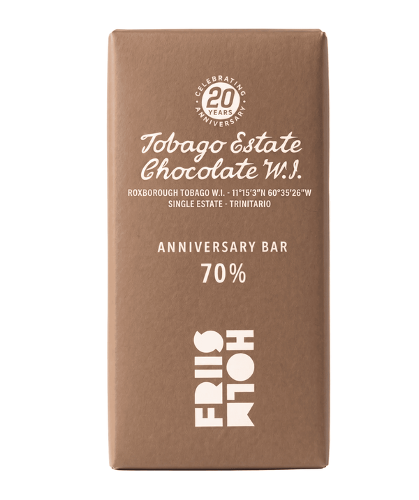 Tobago Estate 70% kakao chokoladebar i årsjubilæumsudgave