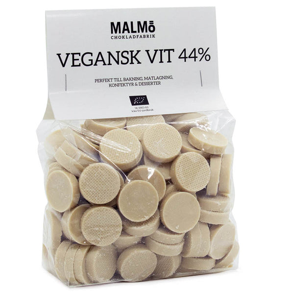 Veganske hvide chokoladebitter à 1 kg med EU-mærket økologi