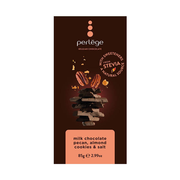 Perlege mælkechokolade med pecannødder og mandelkager, sukkerfri 85g
