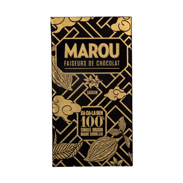 Marou Socoladen 100% sort emballage med guldtryk