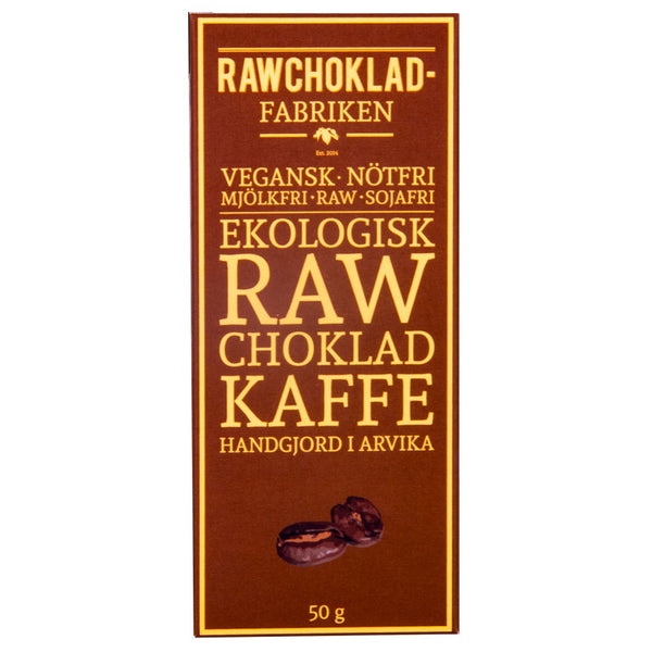 Økologisk rå chokolade med kaffe, 50g, vegansk