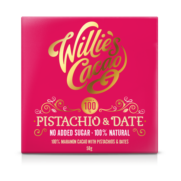 Willie's Cacao pistage- og dadelpose med 100% naturlige ingredienser, 50g